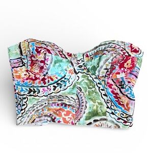 Handmade Paisley Strapless Lace Corset Top Molded Cups Sz Small Chest 25 Boho